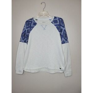 Roxy Women's Pullover Crewneck Sweater Long Sleeves Beige Blue Top Sz S